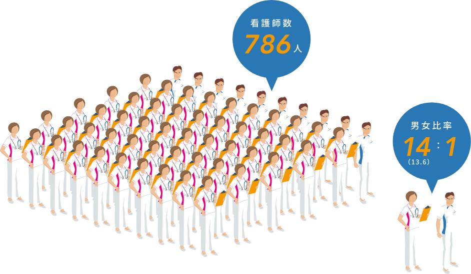看護師数と男女比率